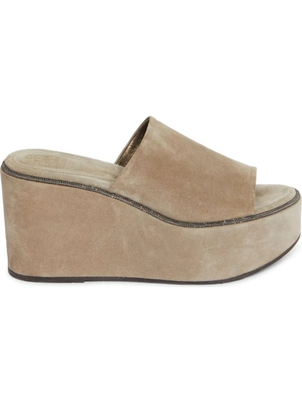 NWT Brunello Cucinelli Monili Authentic Platform Wedge Slide Sandal